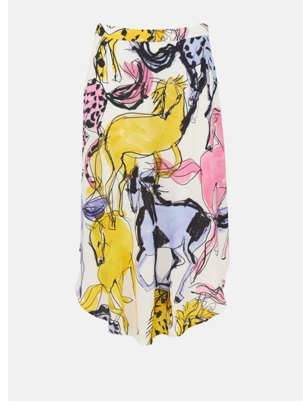 Stella McCartney Yellow Multi High-Low Midi Skirt